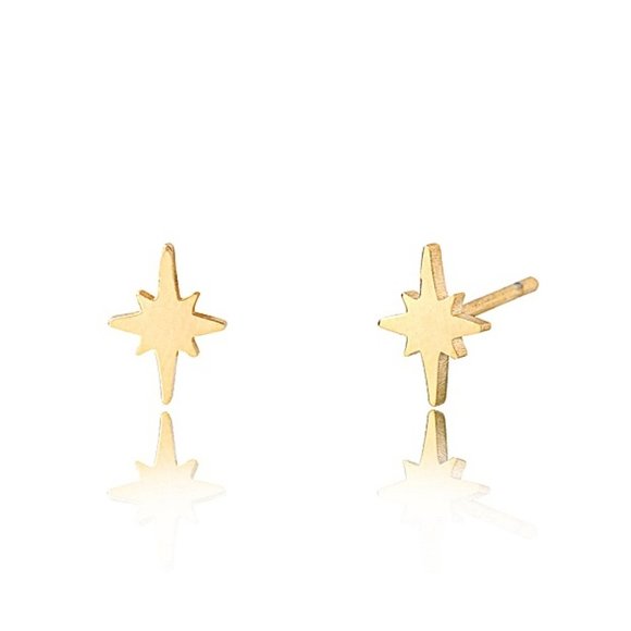Sparkle Star 18K Gold Plated Sterling Silver Stud Earrings - Picture 3 of 7